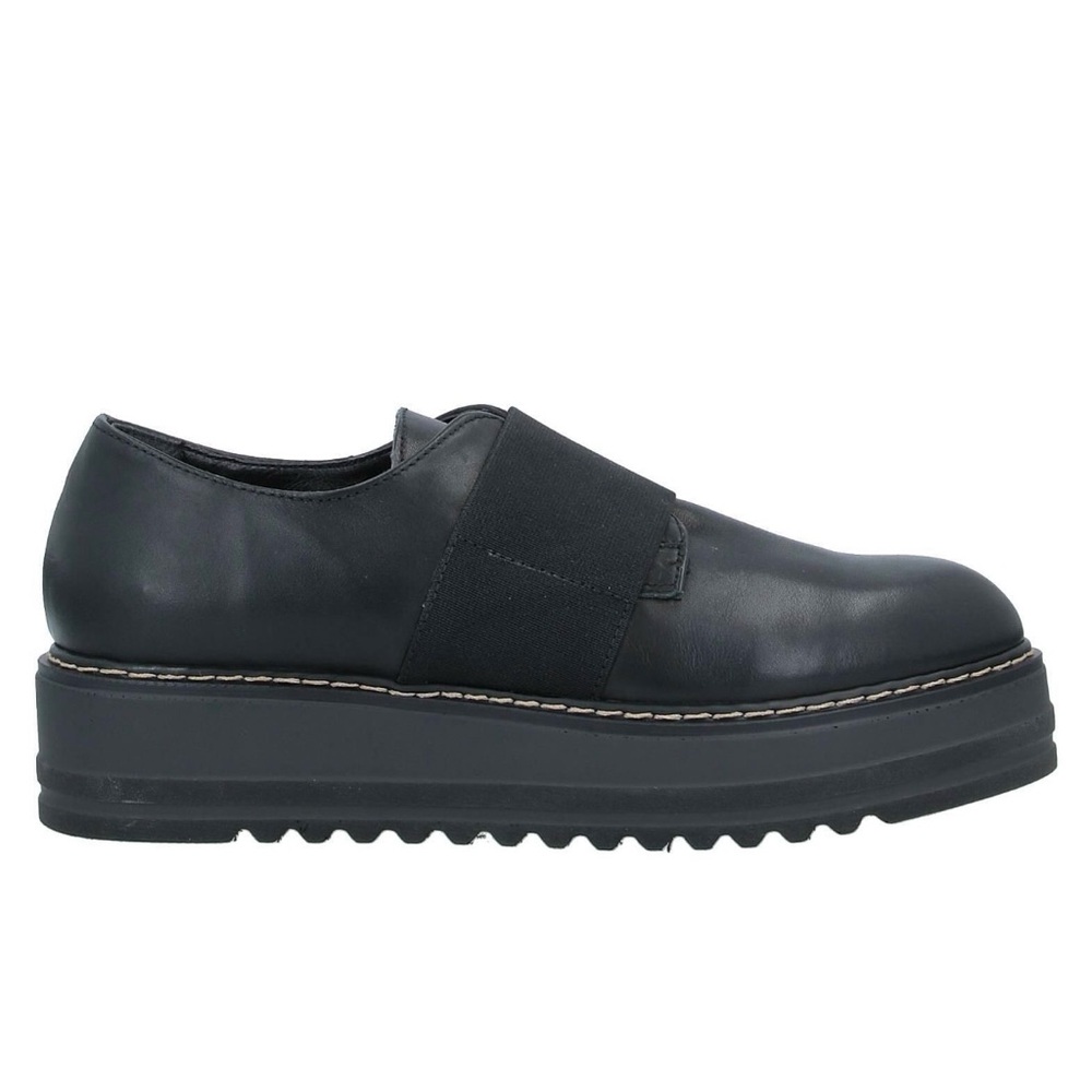 FORMENTINI Black Leather Loafers Flats with Chunky Platform Sole size 37 or 7